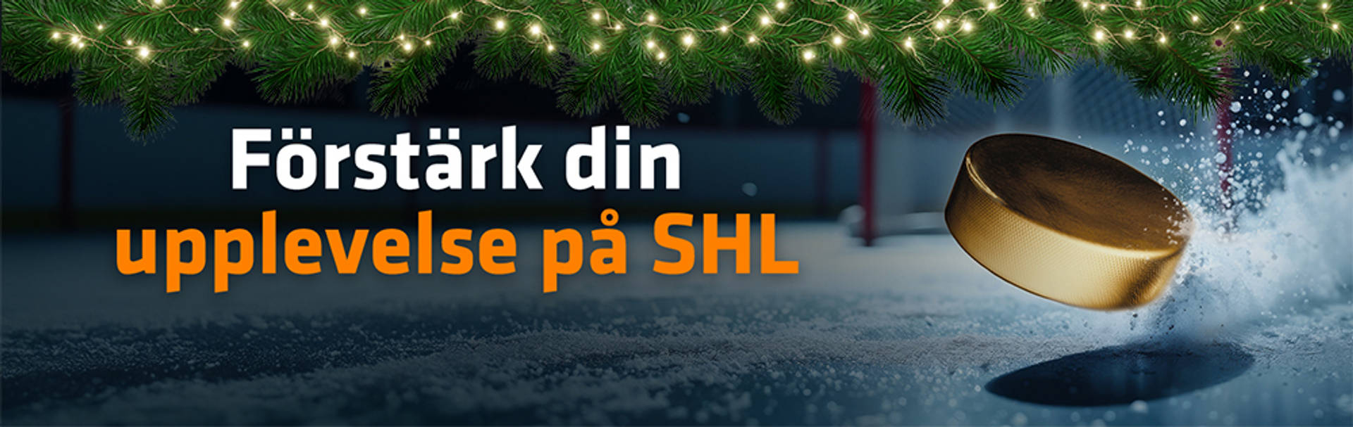 Förstärk din upplevelse på SHL med en puck och ett hockeymål.